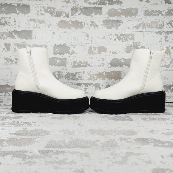 New Bp Milo White Vegan Zip Up Platform Ankle Boots i19 - Picture 7 of 15